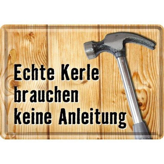 Billig 🤩 BUTLERS PAST PERFECT Blechpostkarte Echte Kerle Brauchen Keine Anleitung 💯