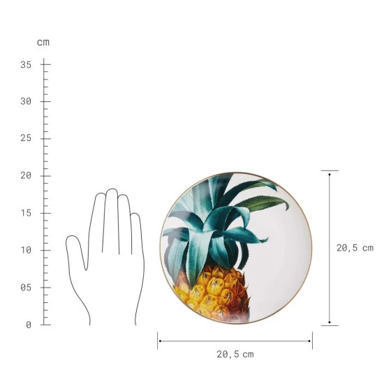 Bestes Angebot 💯 BUTLERS TROPICAL Teller Ananasdruck Und Goldrand Ø21cm ⌛ – Bild 3