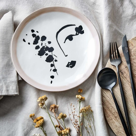 Am billigsten 🧨 BUTLERS LINE ART Teller Gesicht Mit Rosa Rand Ø21cm 👏 – Bild 2