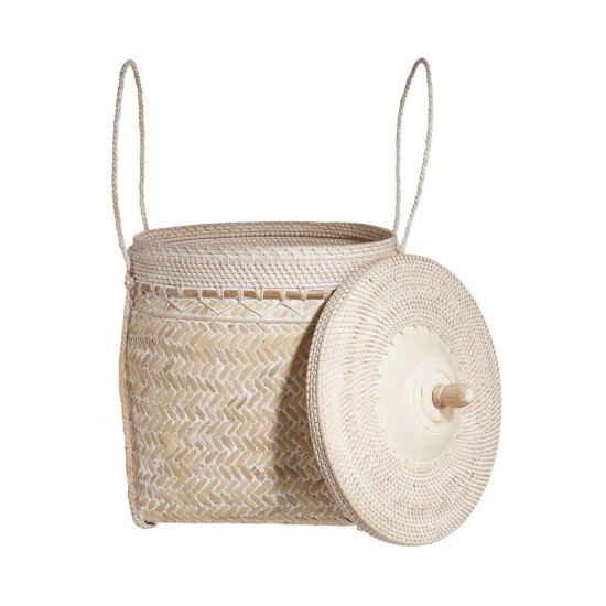 Billig ⭐ BUTLERS MAWI Korb Mit Deckel Bambus/Rattan Ø45cm 🤩 – Bild 6