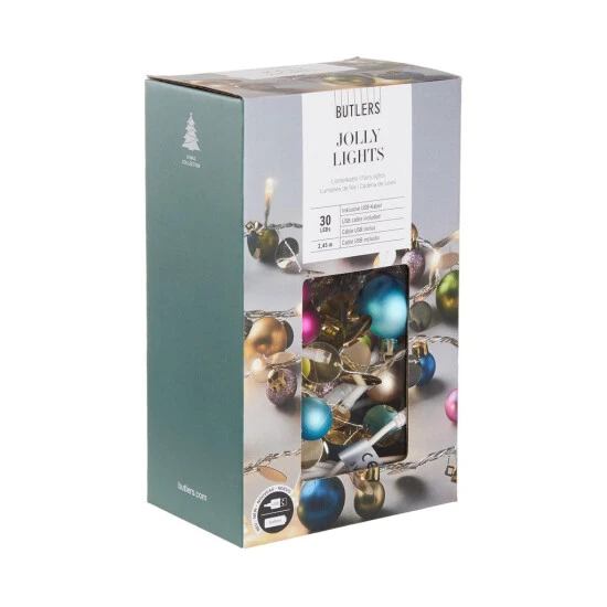 Budget ⭐ BUTLERS JOLLY LIGHTS LED-Lichterkette Mit Kugeln Und USB-Batteriefach 😀